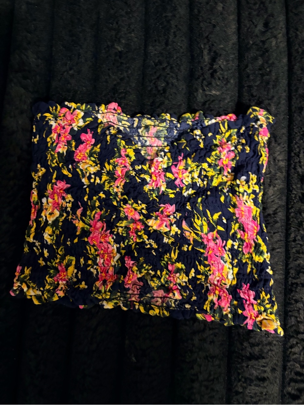 Island Planet Navy Floral Smocked Camisole with Pink and Yellow Blooms